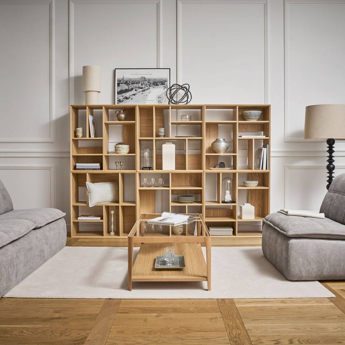 Etagère 6 modules bois - ALBANE couleur unique, CAMIF