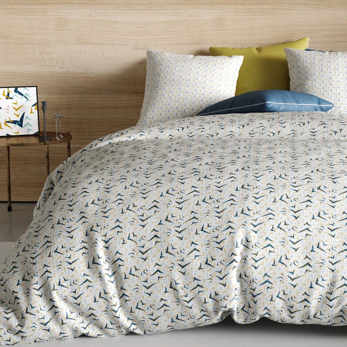 Parure housse de couette en coton imprimée, Vita bleu, C DESIGN HOME TEXTILE