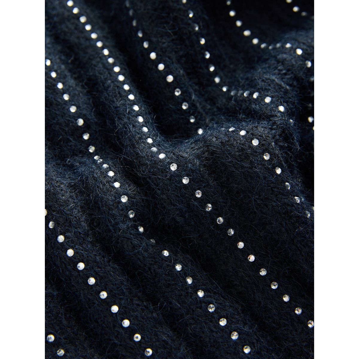 T-shirt ras du cou en maille avec laine gemme bleu marine, NEXT