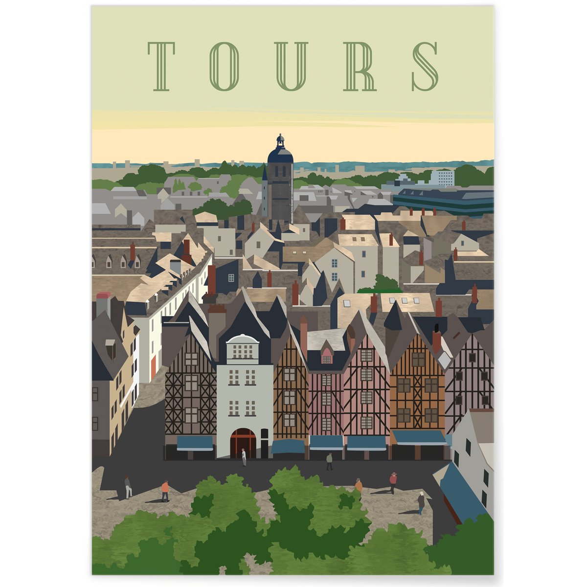 Affiche ville Tours 3 blanc, L'AFFICHERIE