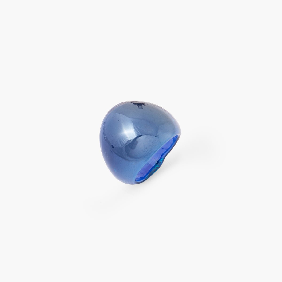 Grosse bague en verre bleu bleu, BALABOOSTE