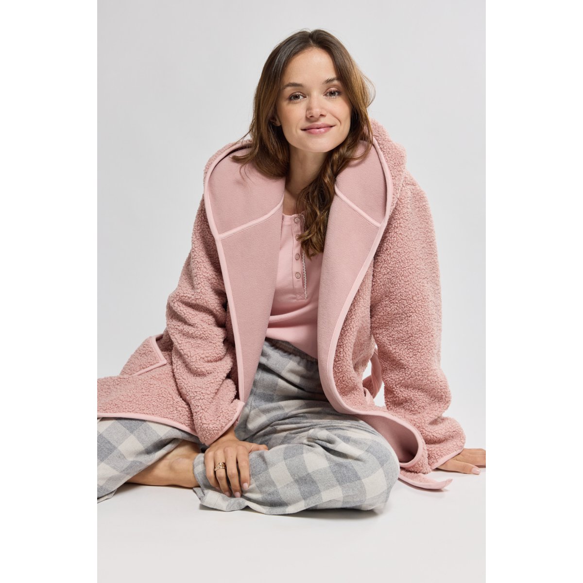Robe de chambre bouclette silver pink, ARMOR-LUX