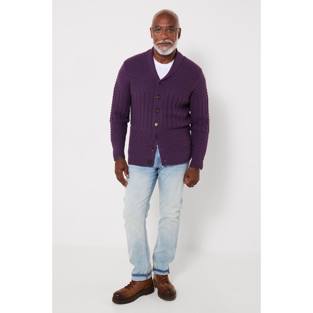 Cardigan en Maille Torsadée Mixte violet, JOE BROWNS
