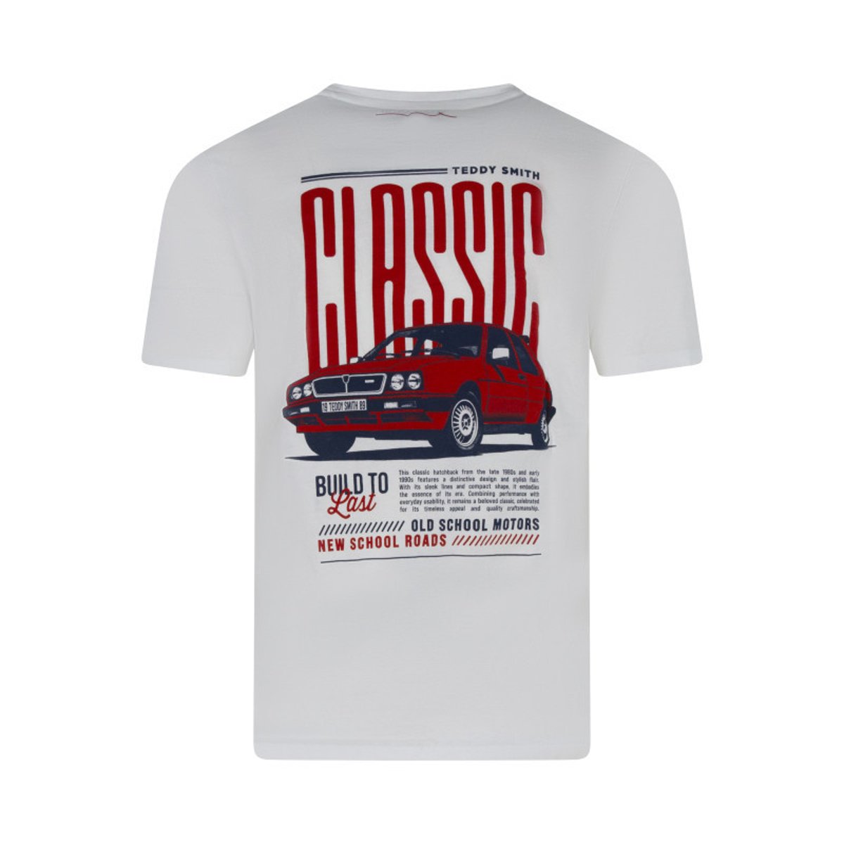 T-shirt en coton blanc uni avec une coupe droite et un col rond blanc, TEDDY SMITH