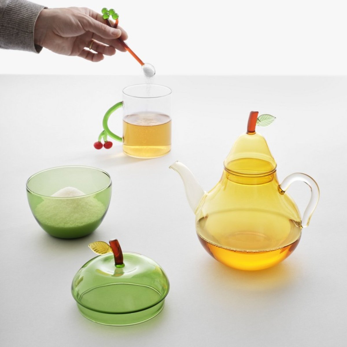 Sucrier verre design pomme Apple FRUITS AND FLOWERS vert, ICHENDORF