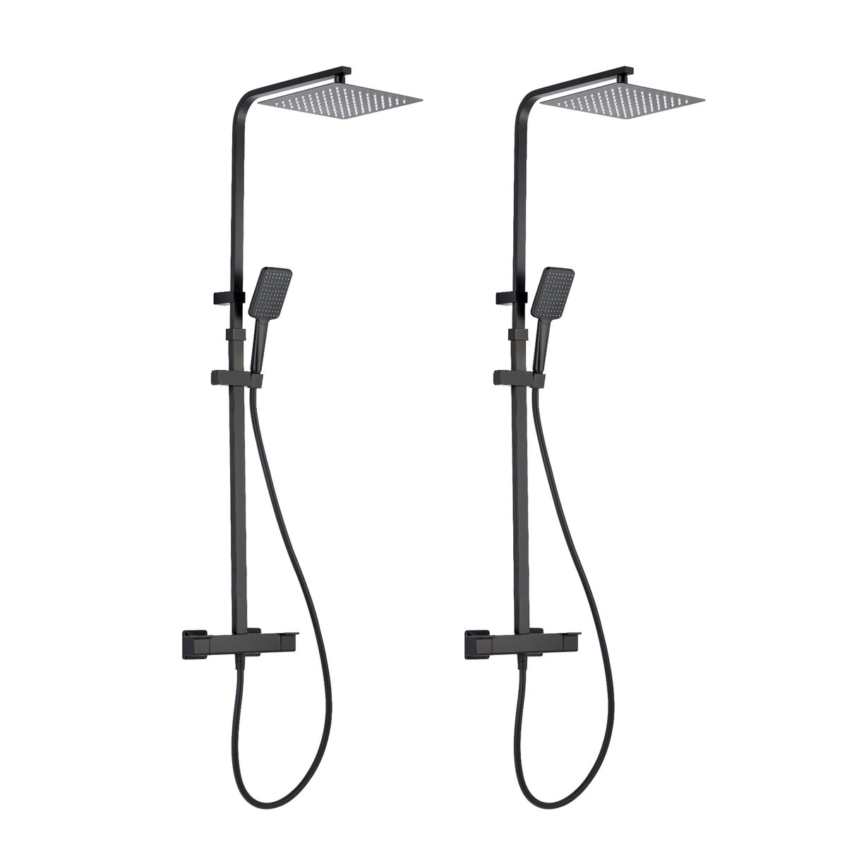 Lot de 2 colonnes de douche thermostatique, STUDIO noir, SENSEA