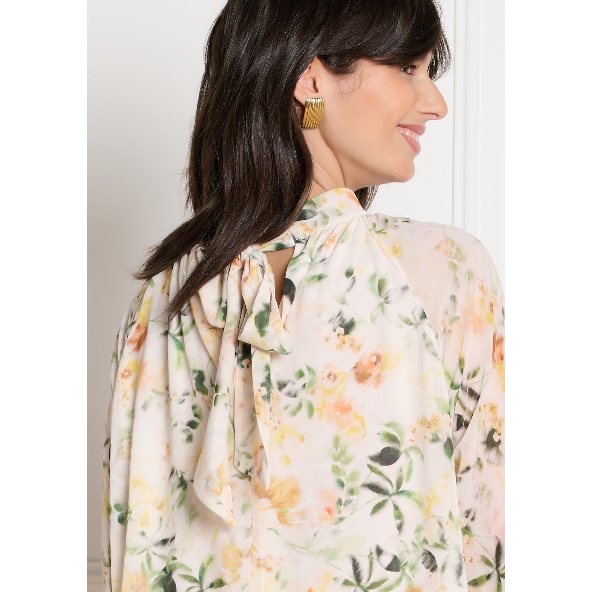 Robe fluide à fleurs jaune pastel, LOLALIZA