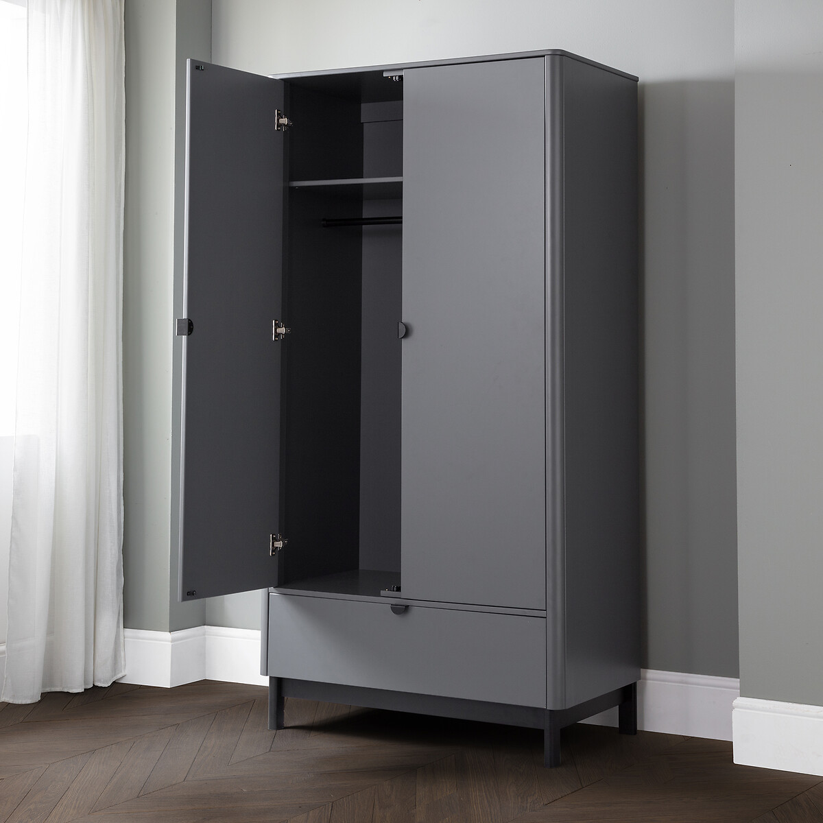 Alexis 2 Door Wardrobe with Drawer slate grey, SO'HOME