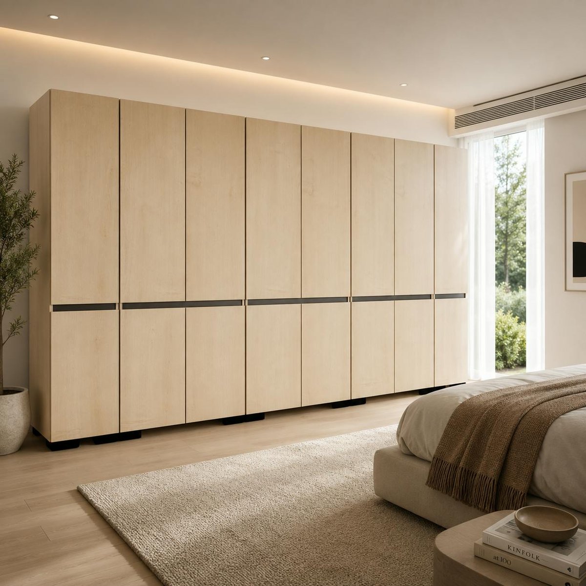 Dressing 16 portes décor chêne et anthracite 360 cm BYRON chêne, PIER IMPORT