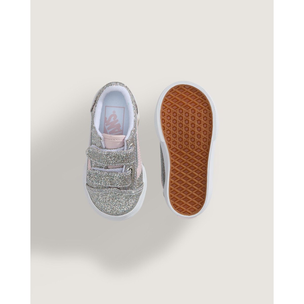 Baskets basses à scratchs, TD OLD SKOOL V argent pailleté, VANS