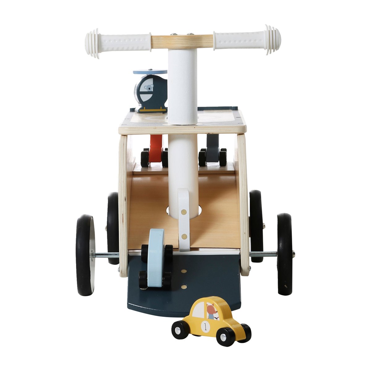 Porteur garage voitures en bois FSC® bleu, VERTBAUDET
