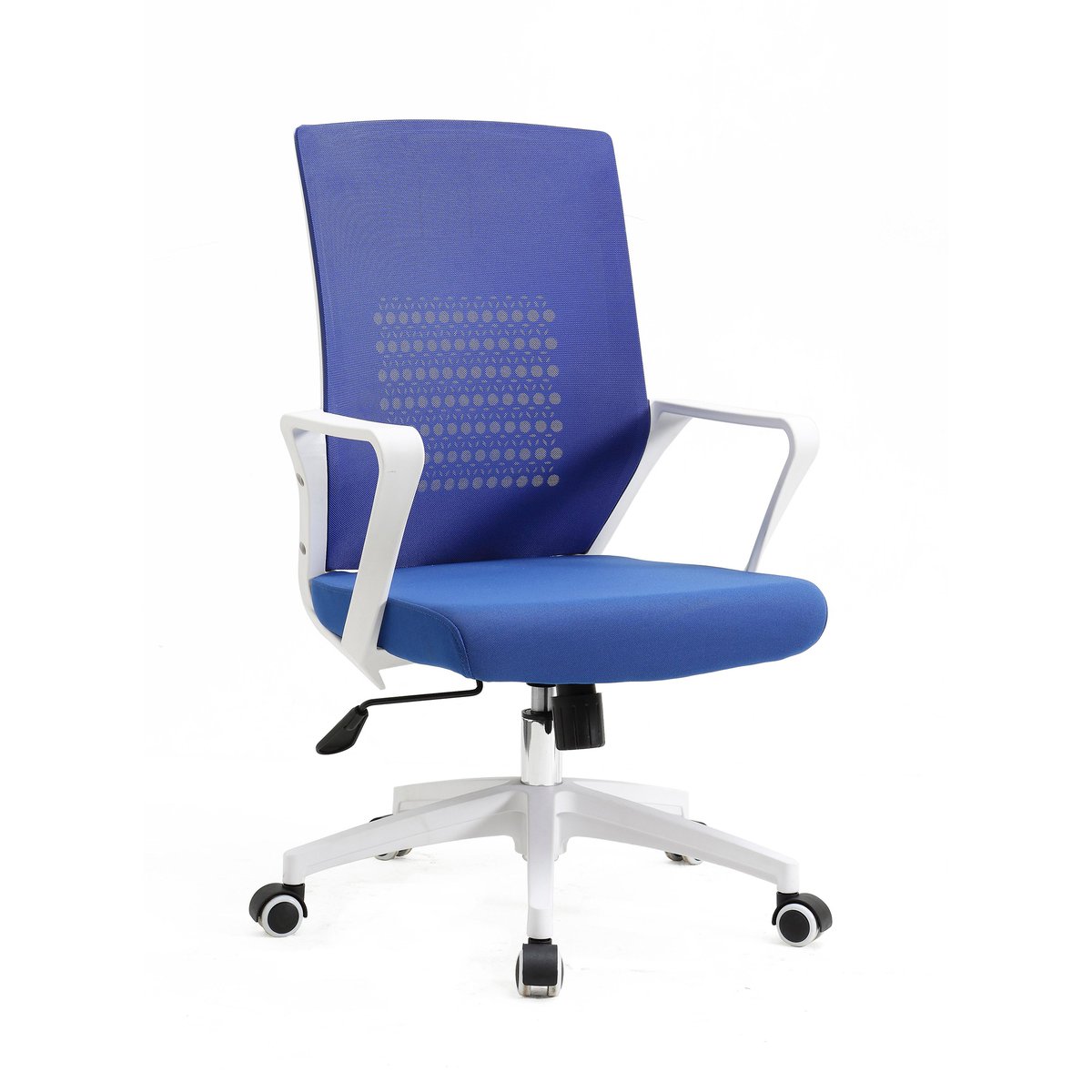 Fauteuil de bureau à roulettes en tissu, LUCA bleu-blanc, HISPANOHOGAR