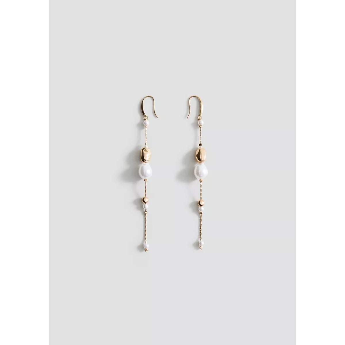 Boucles d’oreilles pendantes perle combinées or, MANGO