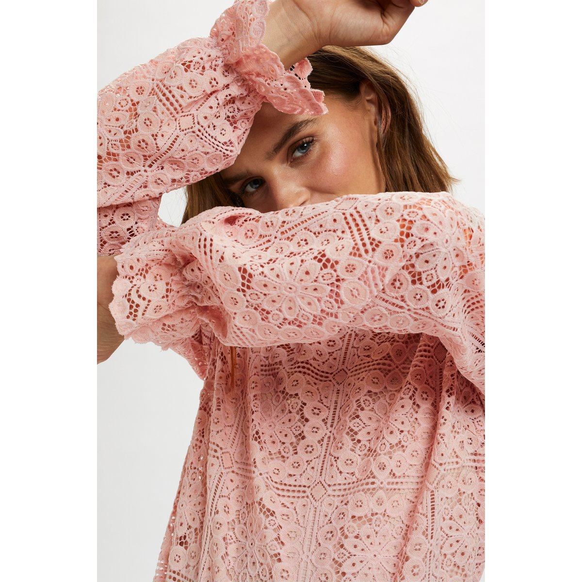 Long sleeved blouse rose burnished lilac, CREAM