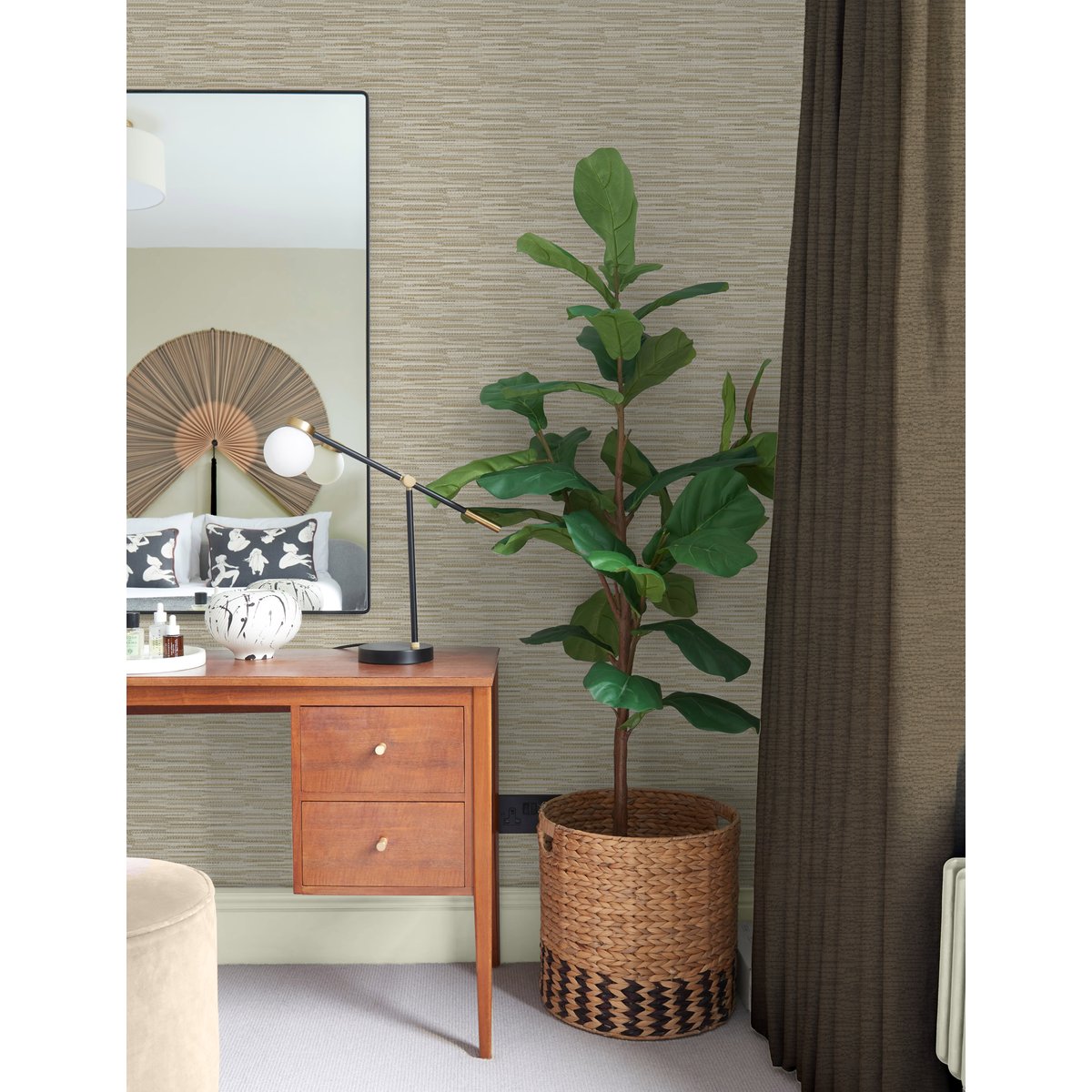 Papier peint Empress Grasscloth Neutral beige, GRAHAM ET BROWN