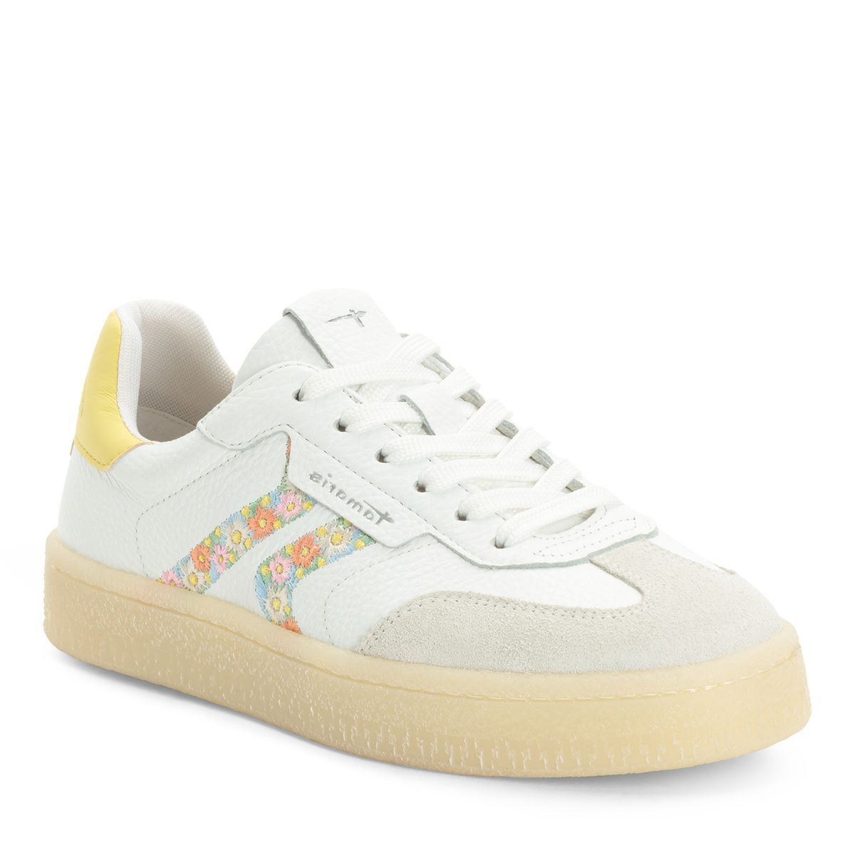 Basket en cuir blanc combiné, TAMARIS