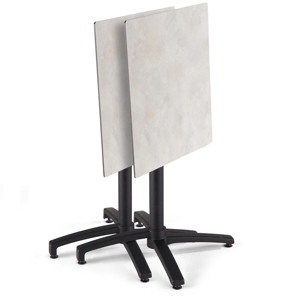 Table 60x60 cm inclinable stratifiée avec pied noir et chaises en métal, OPERA taupe, OVIALA