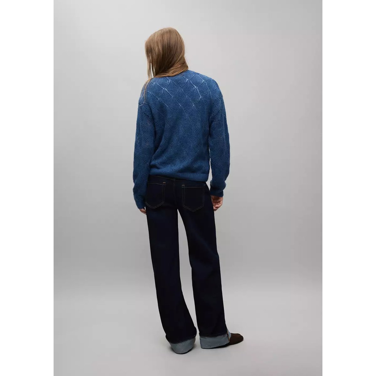 Pull en maille ajourée bleu, MANGO TEEN