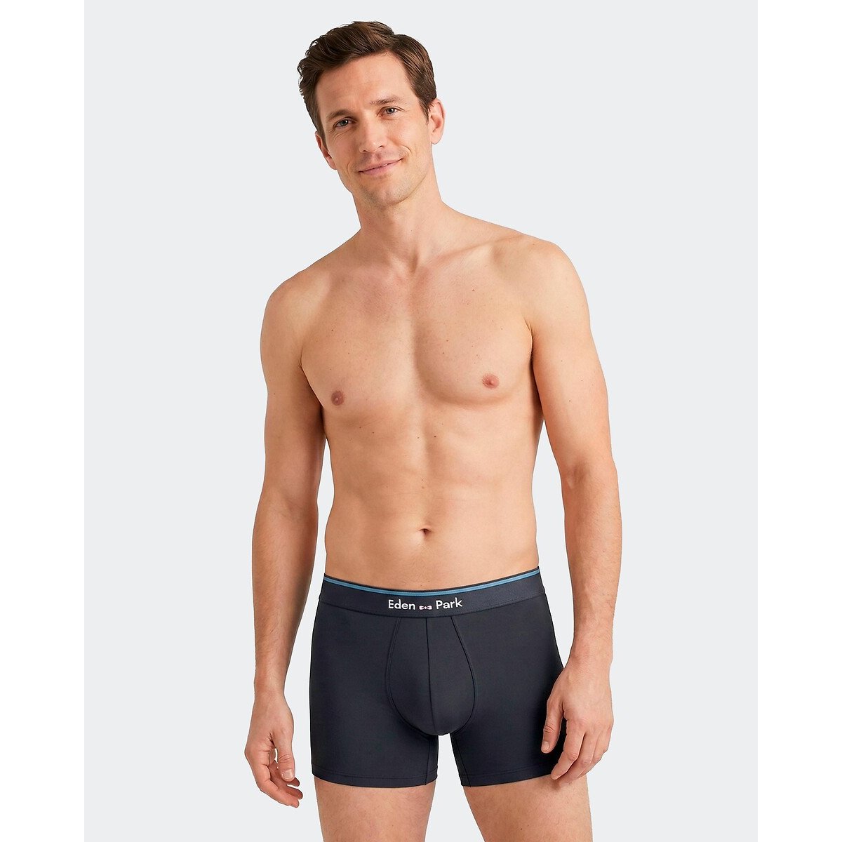 Lot de 2 boxers, 1 uni et 1 imprimé bleu + bleu marine, EDEN PARK