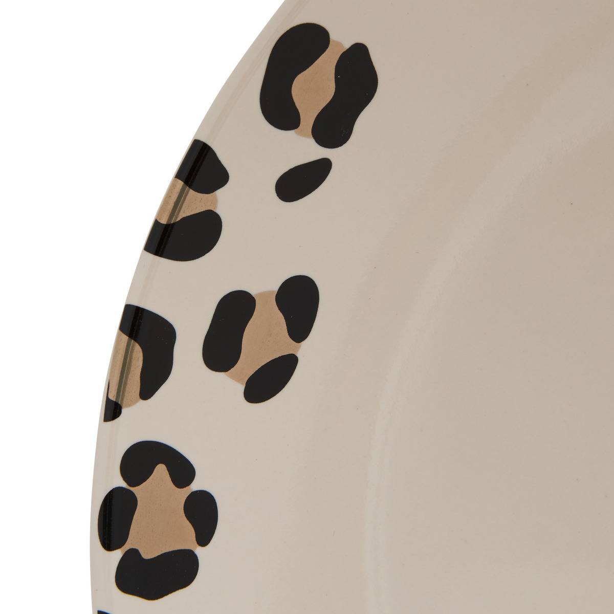 Lot de 6 Assiette plate motif léopard D. 26 cm beige, FEERIC LIGHTS & CHRISTMAS