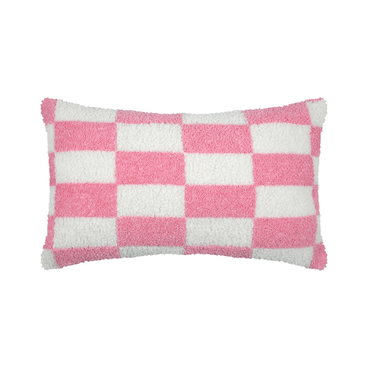 Coussin rectangulaire en bouclette à motif damier rose, LOVELY CASA