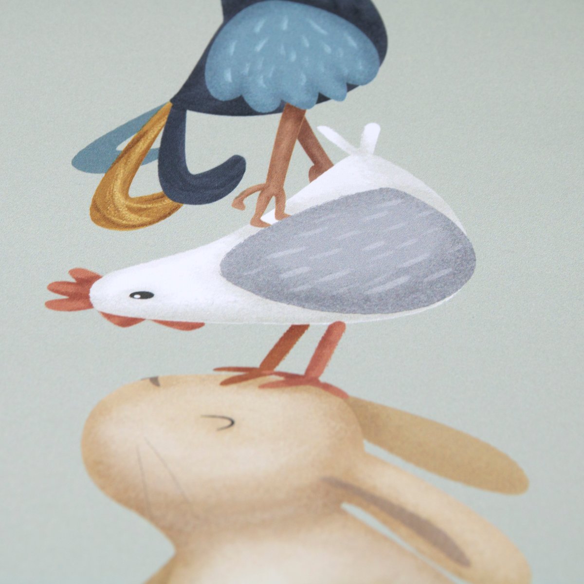 Toise murale autocollante pour enfant Animaux de la ferme coloris pastel, LITTLE DUTCH
