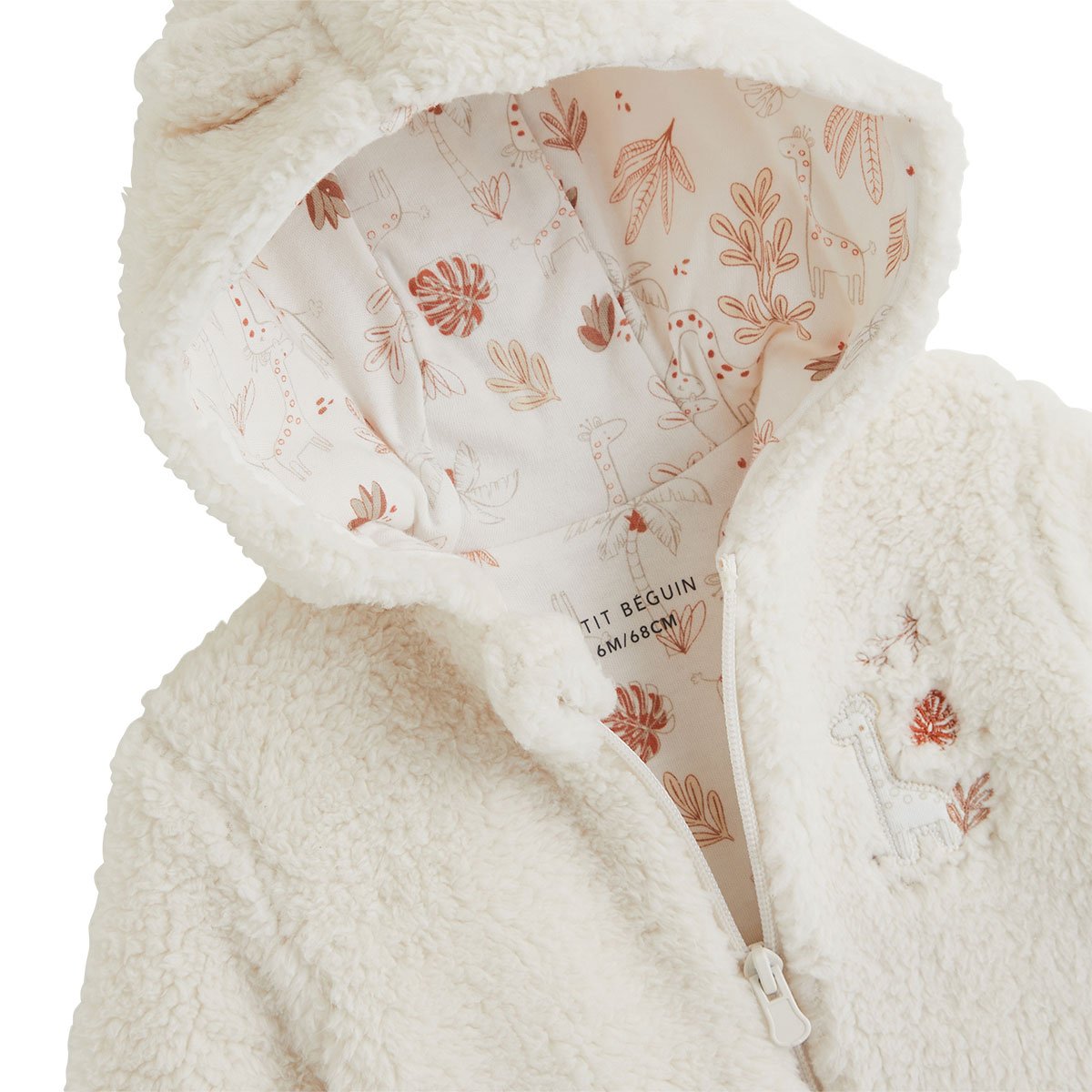 Veste à capuche bébé en sherpa Edoni ecru, PETIT BEGUIN