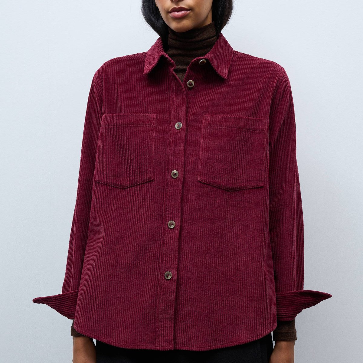 Chemise manches longues en velours en coton BIO GOTS porto, MONOPRIX