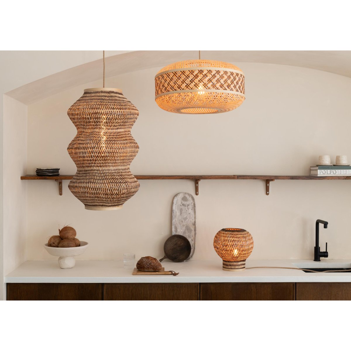 Lampe Suspendue Bambou BARBADOS marron, GOOD & MOJO