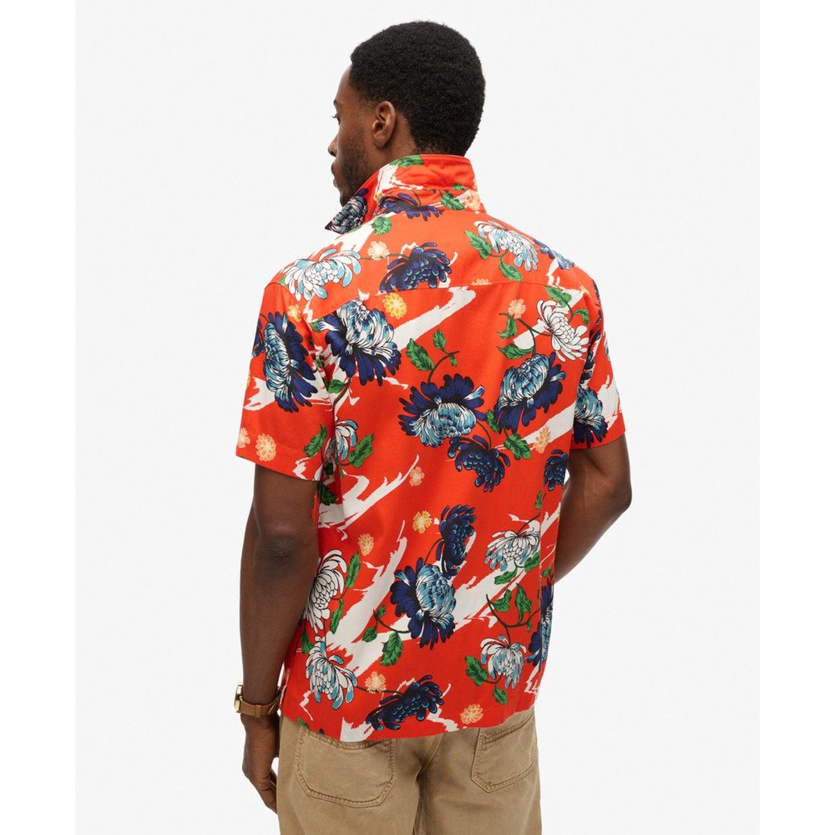 Chemise hawaïenne à manches courtes aya floral orange brûlé, SUPERDRY