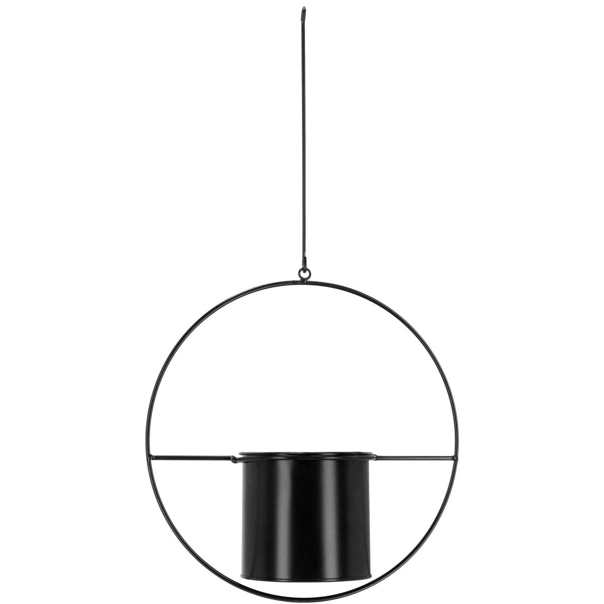 Jardinière déco ronde d'intérieur en métal noir A suspendre noir, JARDINDECO