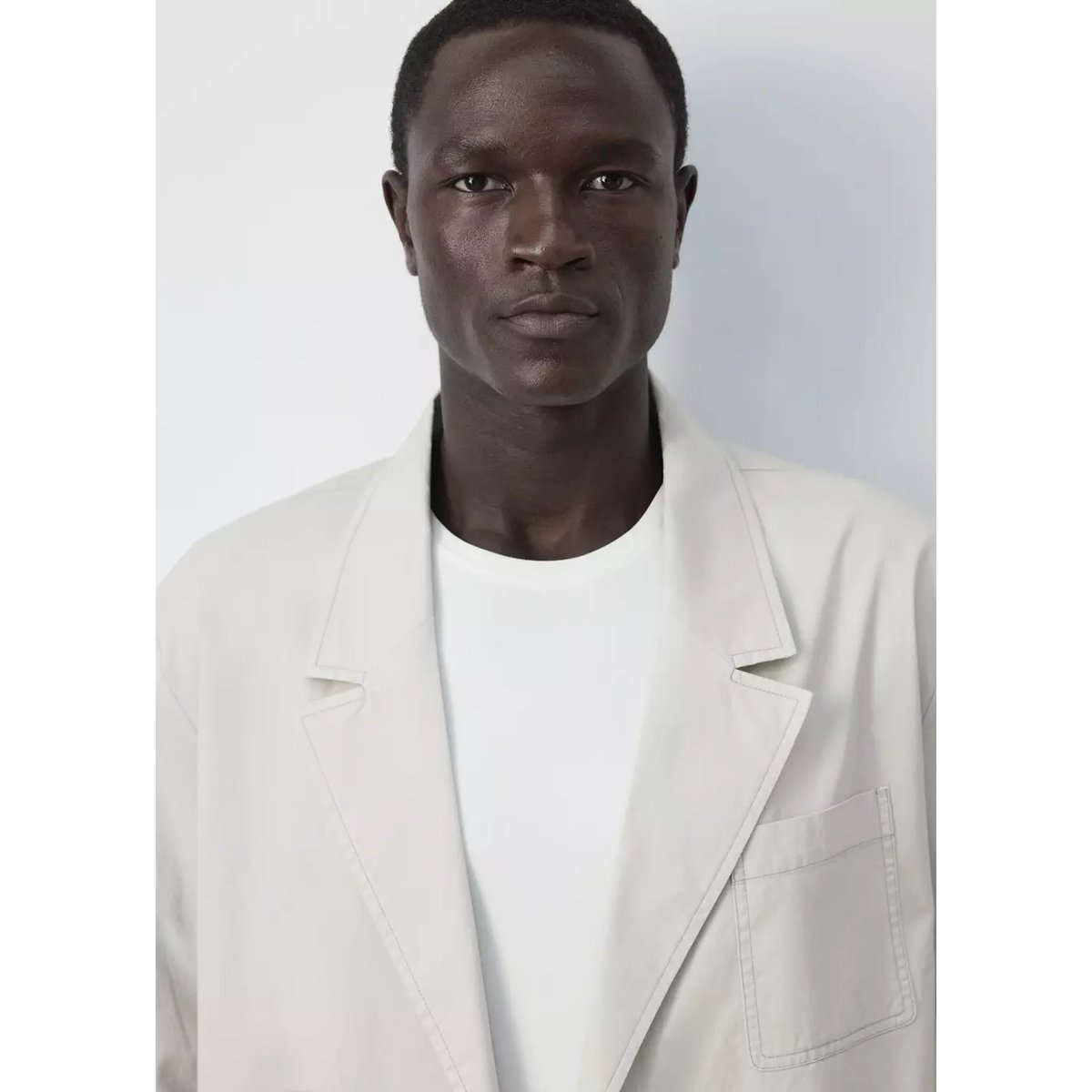 Veste 100 % coton à col croisé gris clair/pastel, MANGO MAN