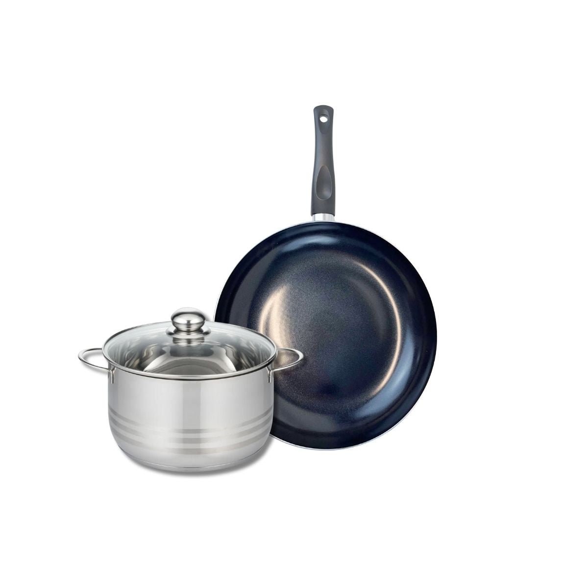 Batterie de cuisine 1 poêle 32cm + 1 faitout 24cm PRIMA BRILLANT noir, ELO