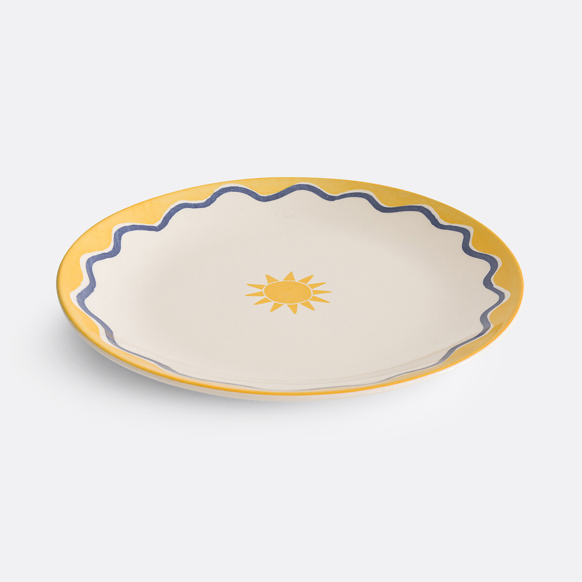 Lot 4 assiettes plates faïence motif, Olympe jaune/bleu, LA REDOUTE INTERIEURS