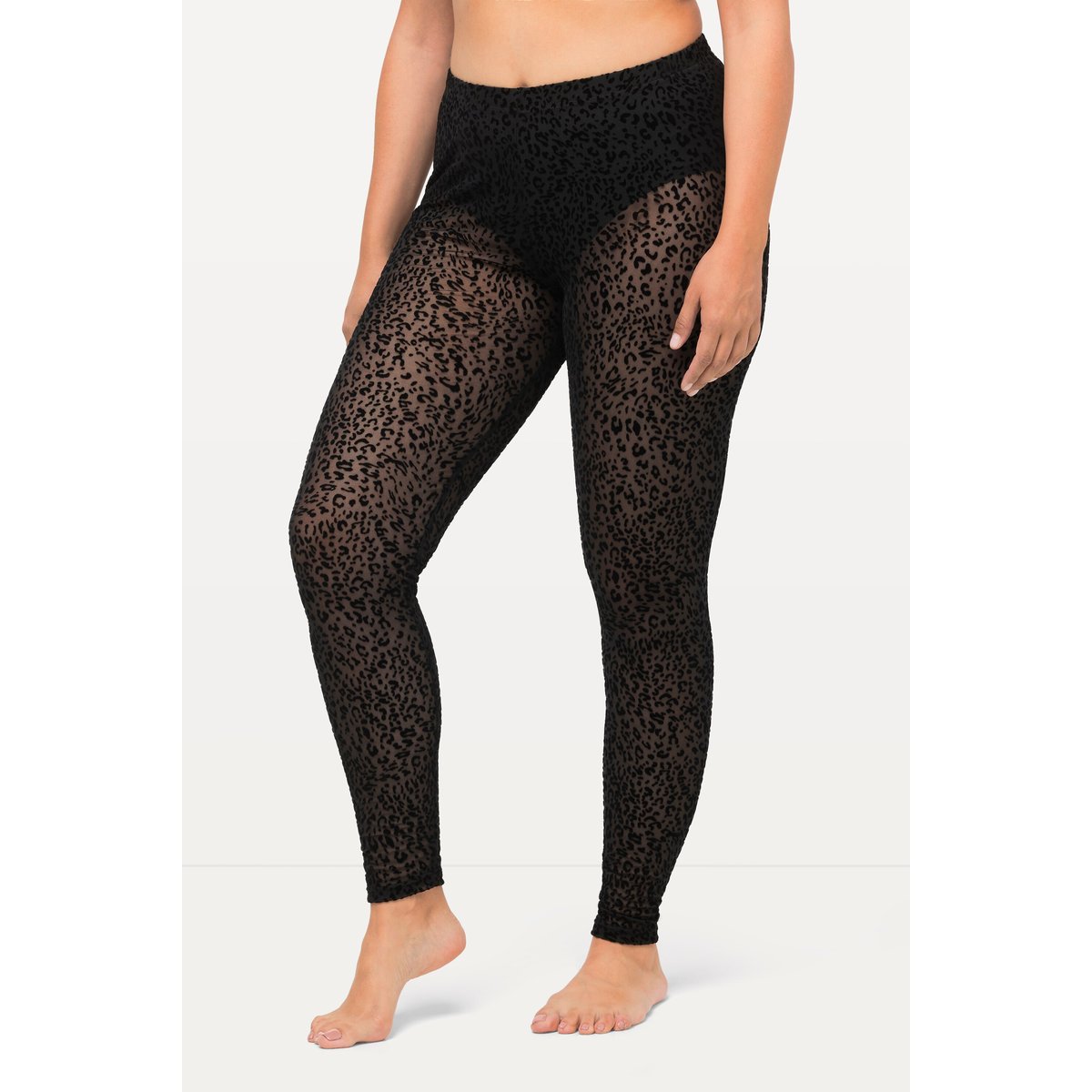 Legging en mesh à motif léopard noir, ULLA POPKEN