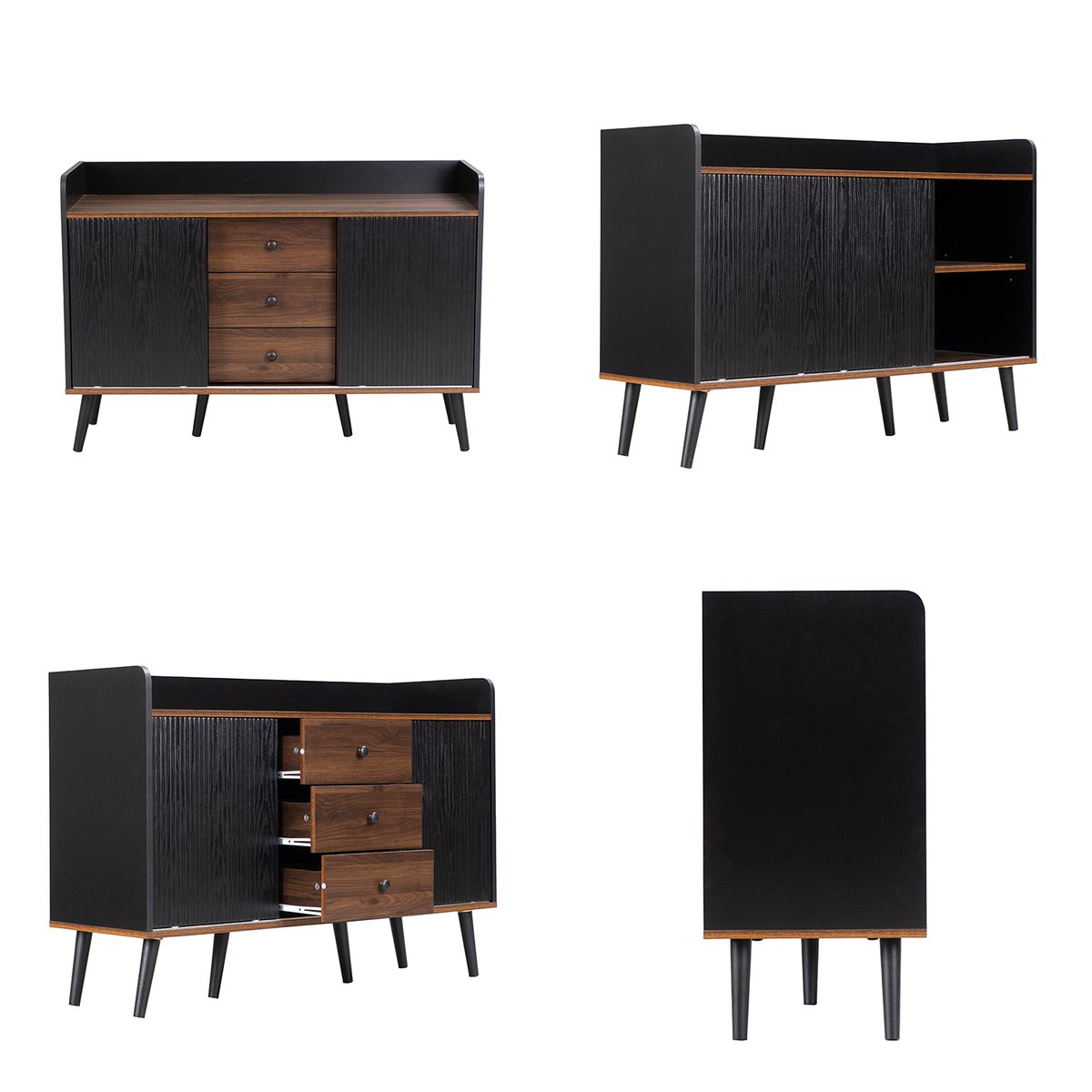 Buffet avec 2 portes et 3 tiroirs, NOVAKD Buffet noyer, MEUBLES COSY
