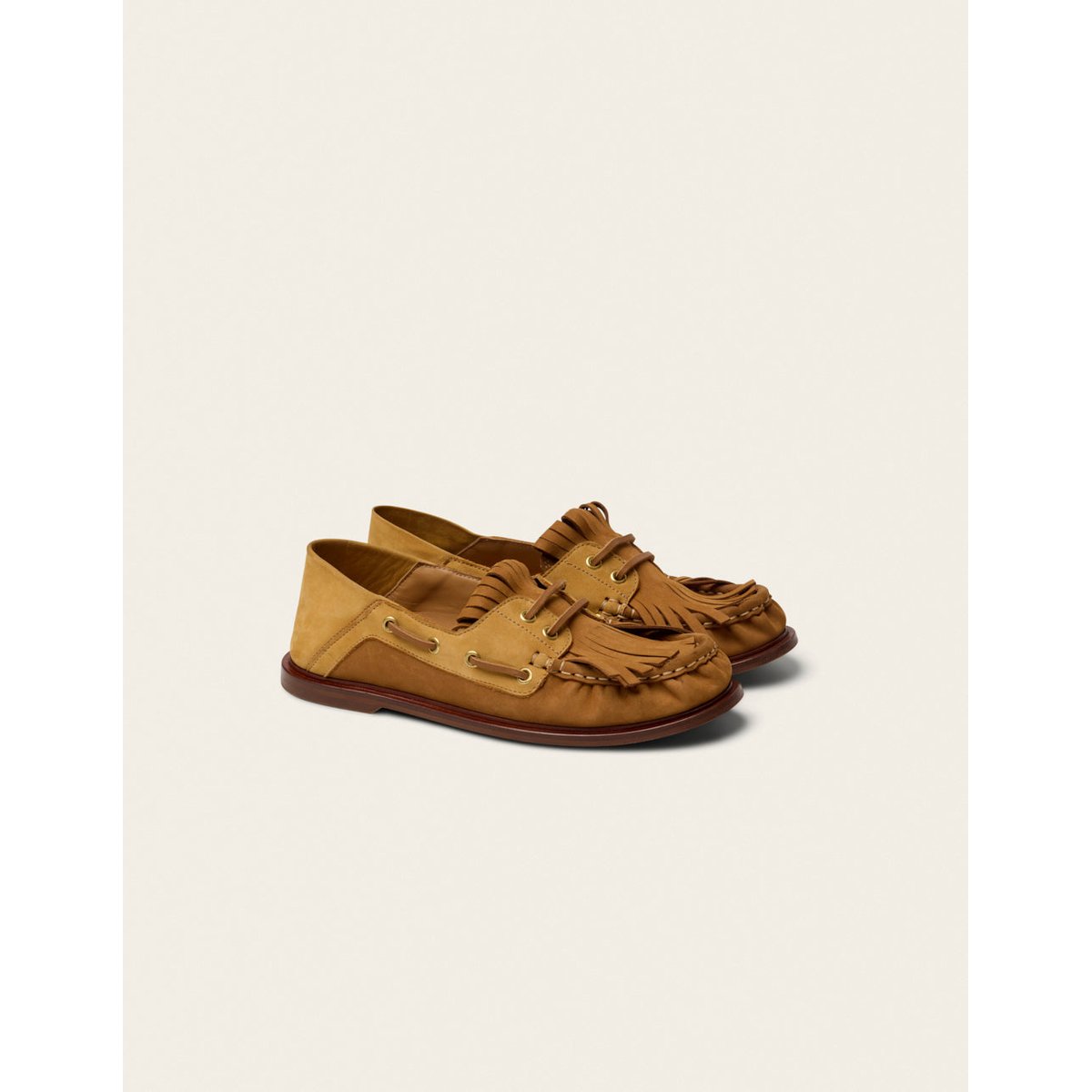 Mocassins OVEL nubuck beige et cognac, ODAJE