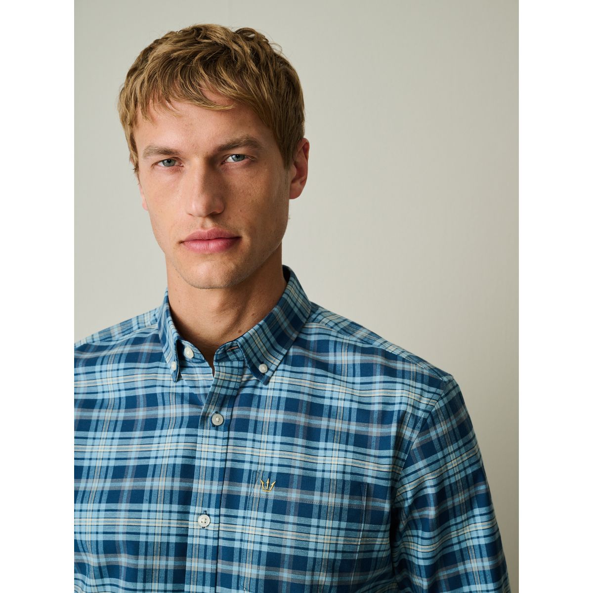 Chemise oxford à manches longues et carreaux bleu, NEXT