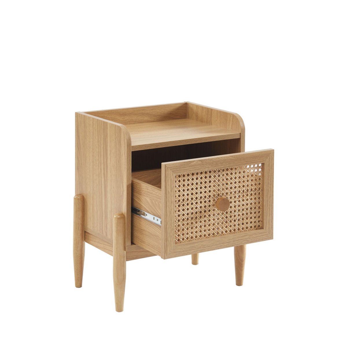 Table de chevet enfant 1 tiroir en bois et cannage- LILOU bois clair, DRAWER