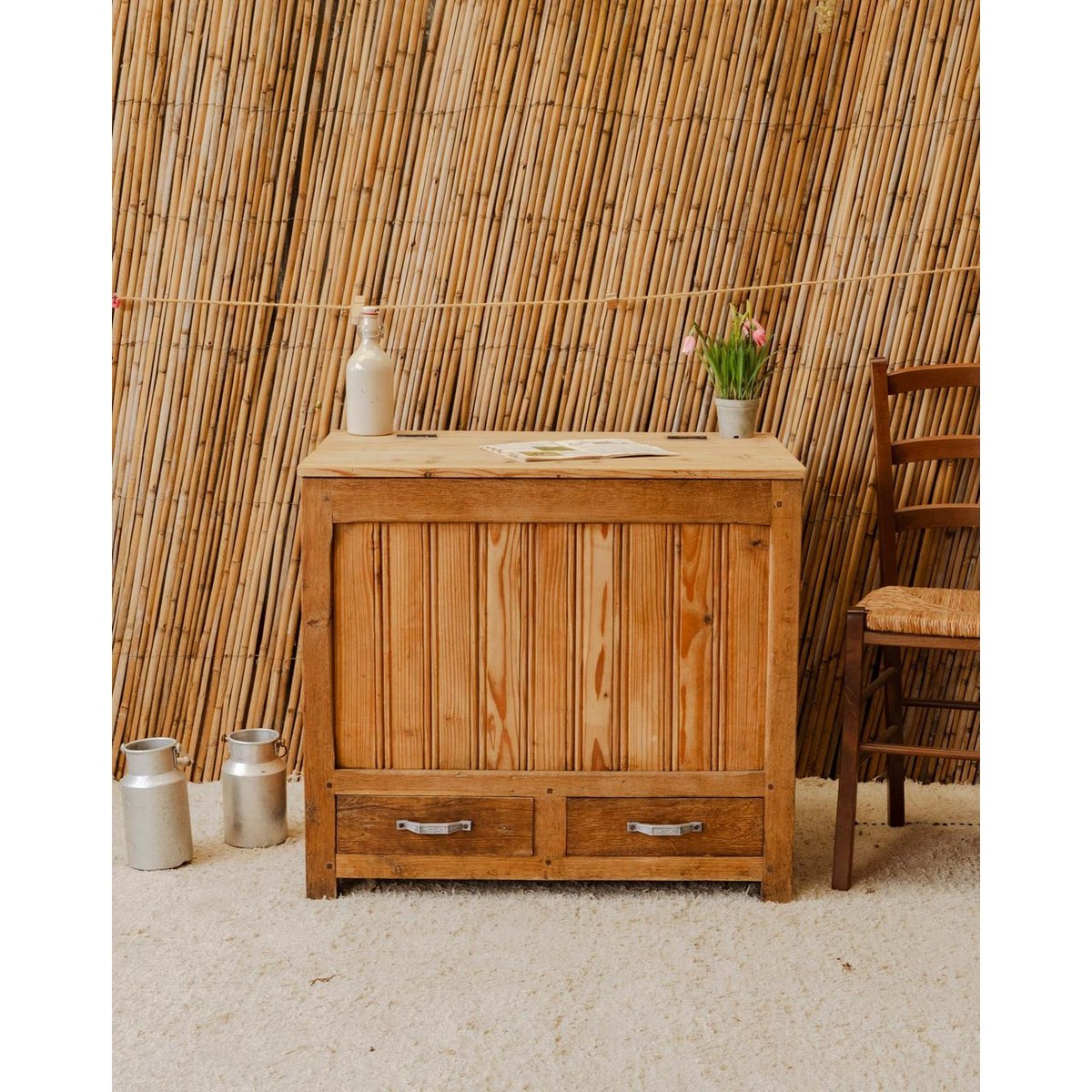 Grand coffre en bois Lucien N°207 - Bon état bois clair, DEBONGOUT