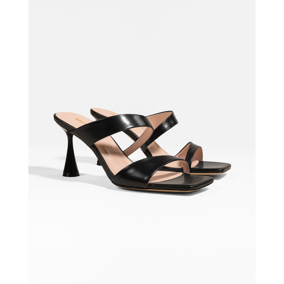 Mules à bout carré et brides asymétriques TARA noir, MI MAI