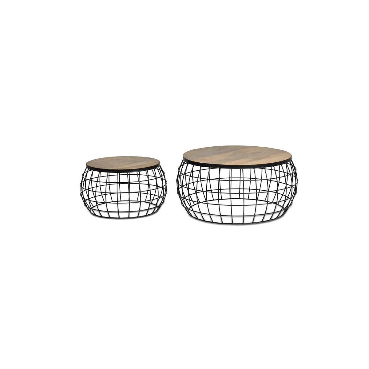 Lot de 2 tables basses marron, DECORATION D’AUTREFOIS