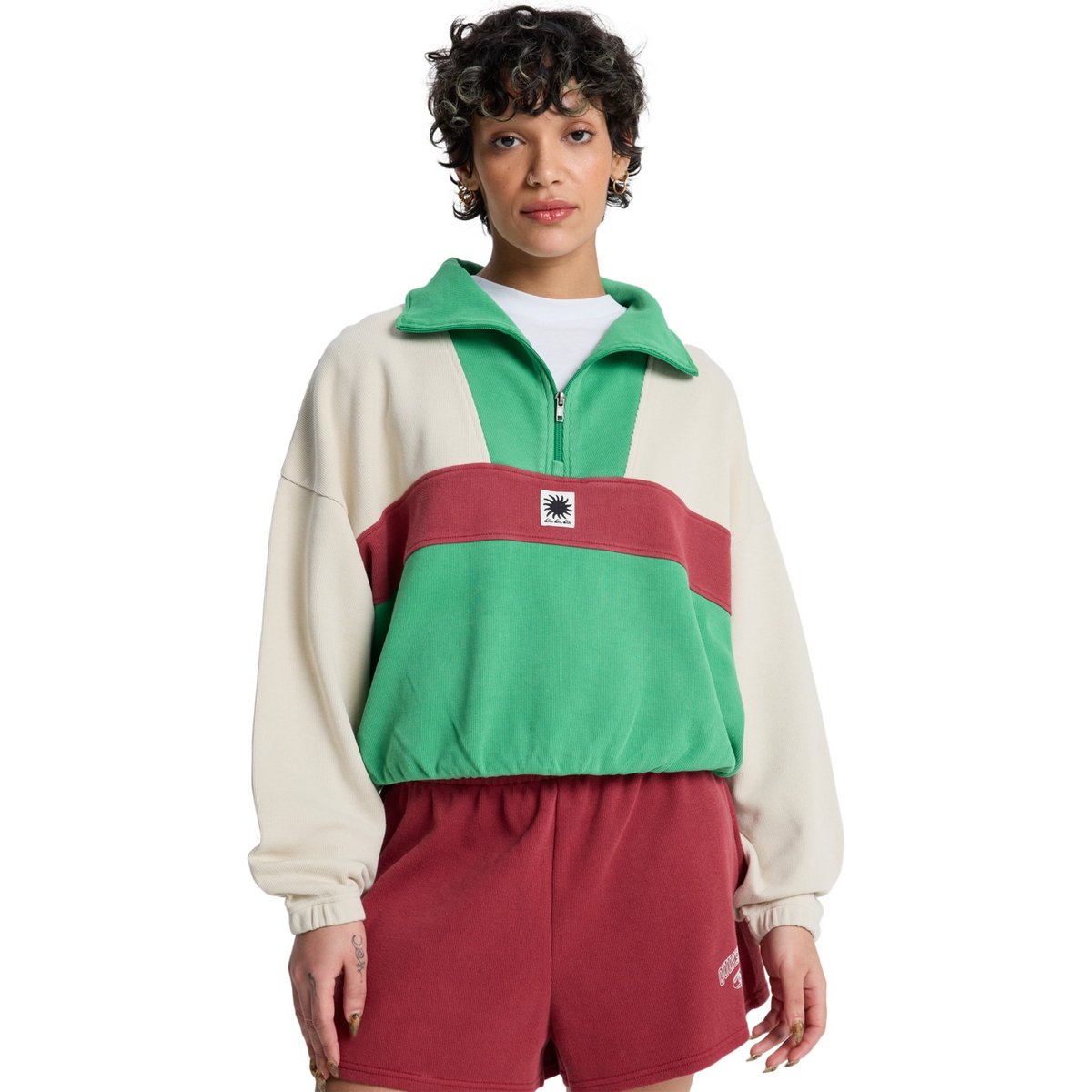 Sweat demi-zip PAZ blanc bone, QUIKSILVER