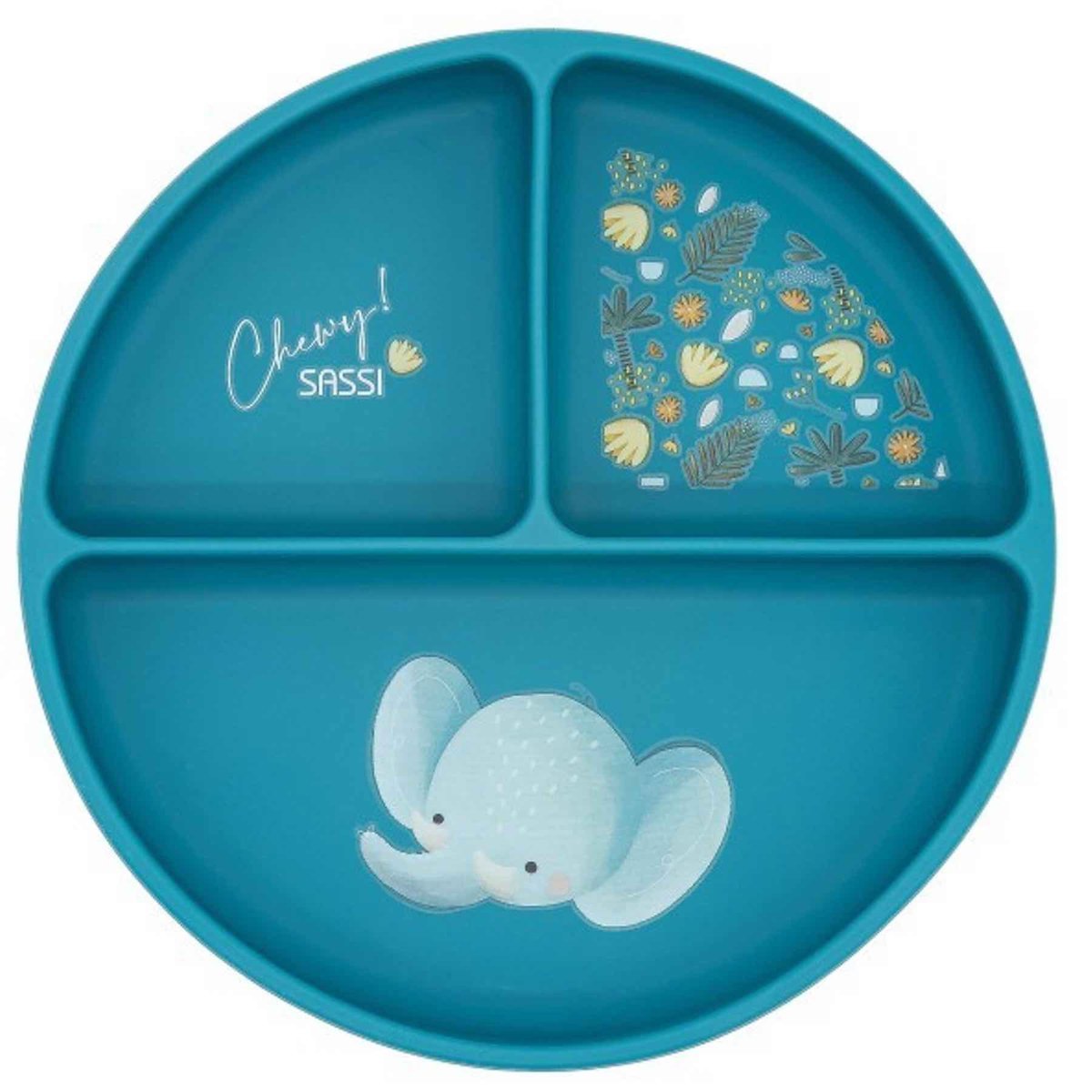 Assiette compartimentée en silicone avec ventouse ANIMAUX ANIMAUX bleu, SASSI JUNIOR