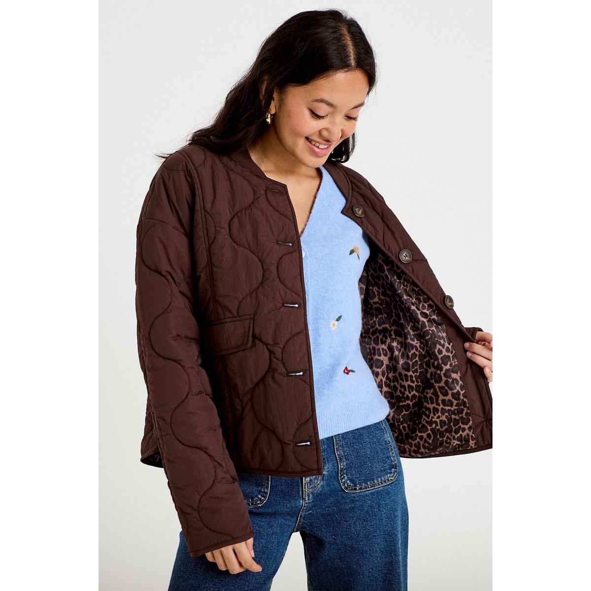 Veste ample manches longues marron foncé, CACHE CACHE