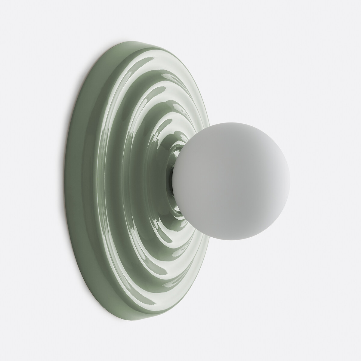 Applique ou plafonnier, ondulé, céramique verre opalin, diamètre 24,5 cm HOLI vert d'eau, LA REDOUTE INTERIEURS