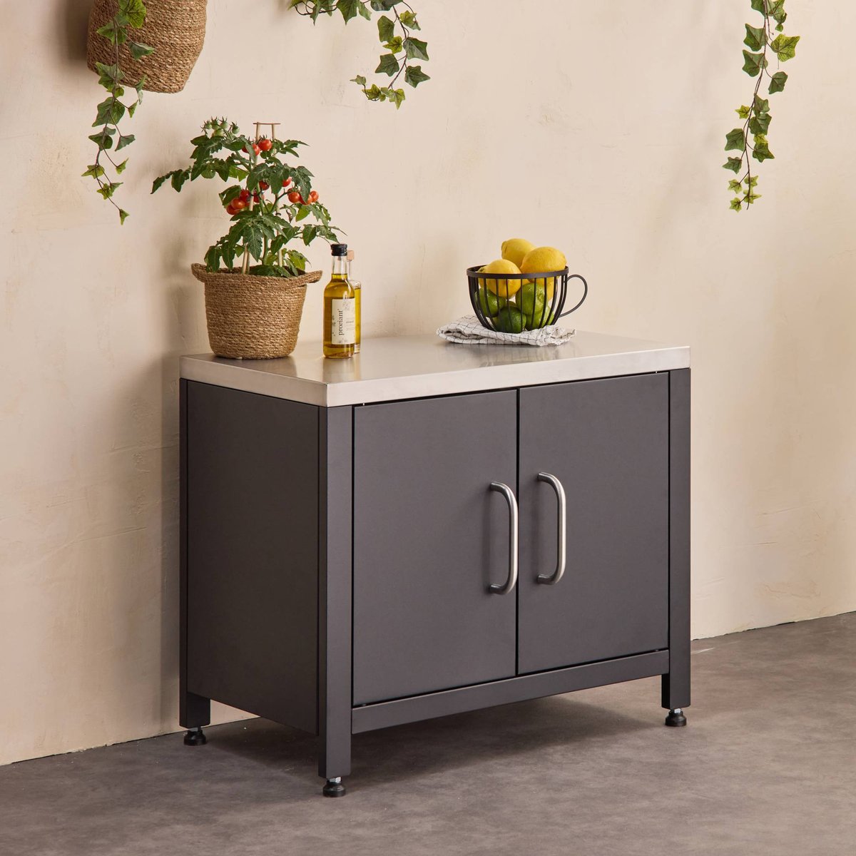 Module de cuisine extérieure acier L80cm GRIMAUD noir, SWEEEK