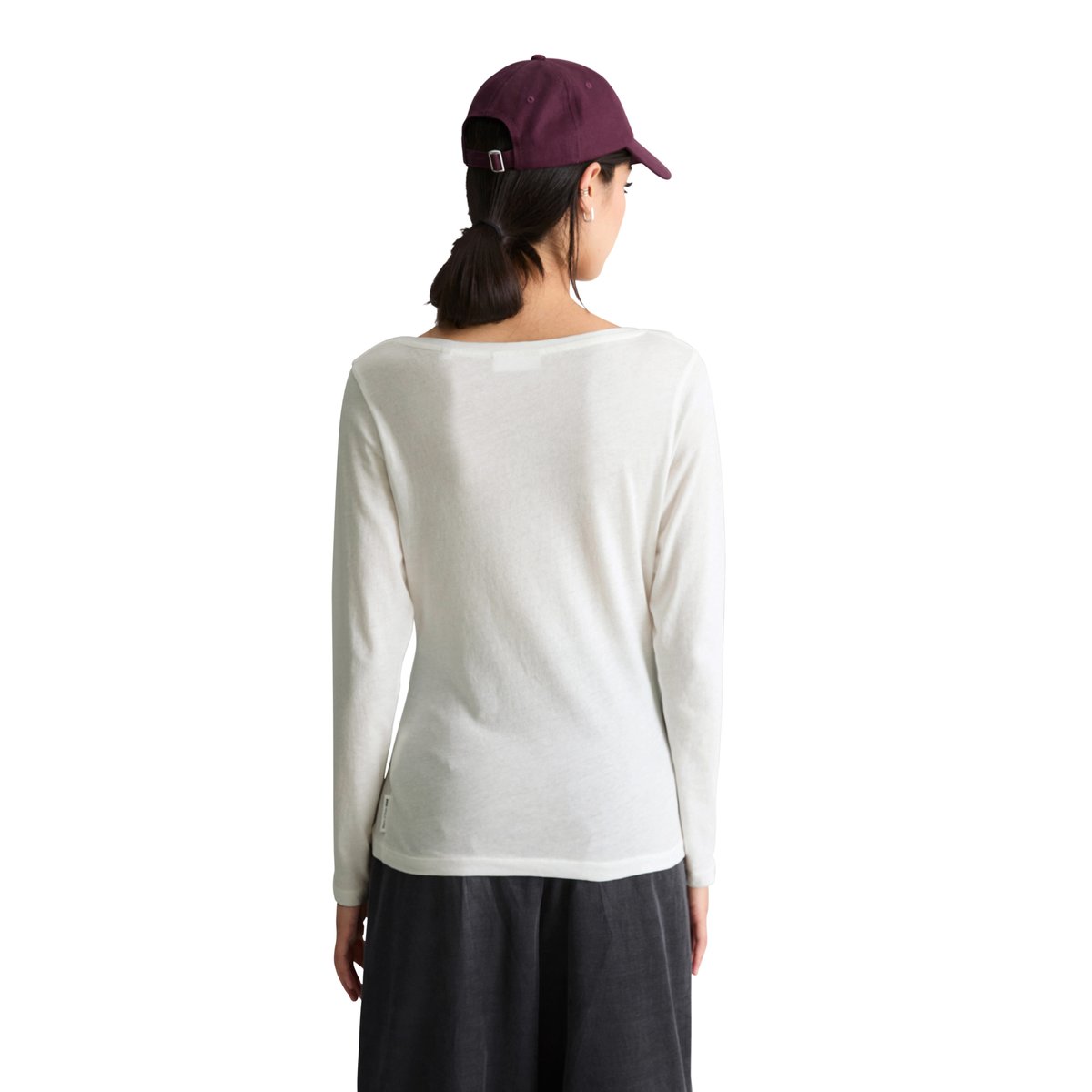 T-shirt à manches longues ajusté en jersey à mailles lâches blanc, MARC O’POLO DENIM