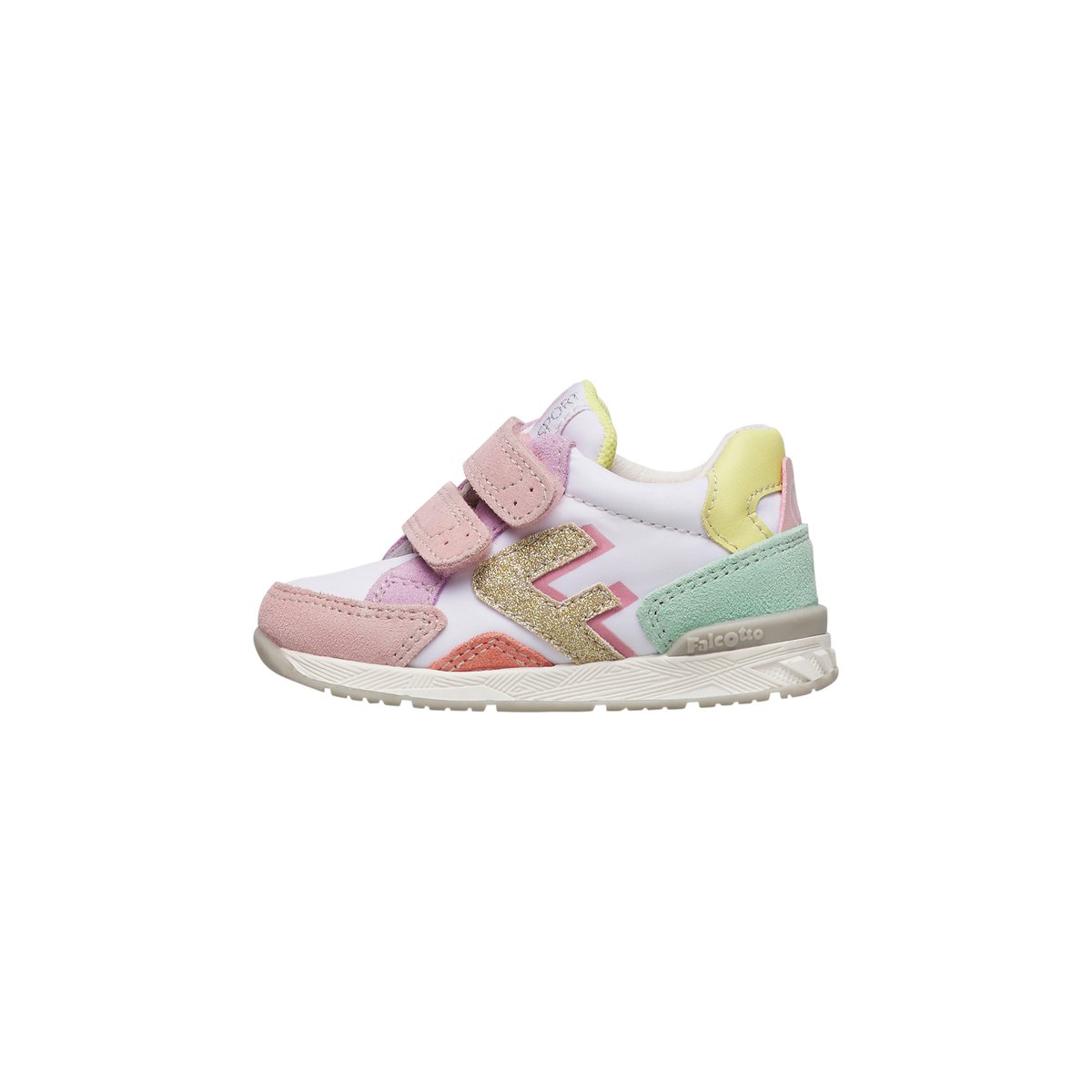 Sneakers en cuir et tissu NAERIS VL. rose-blanc, FALCOTTO