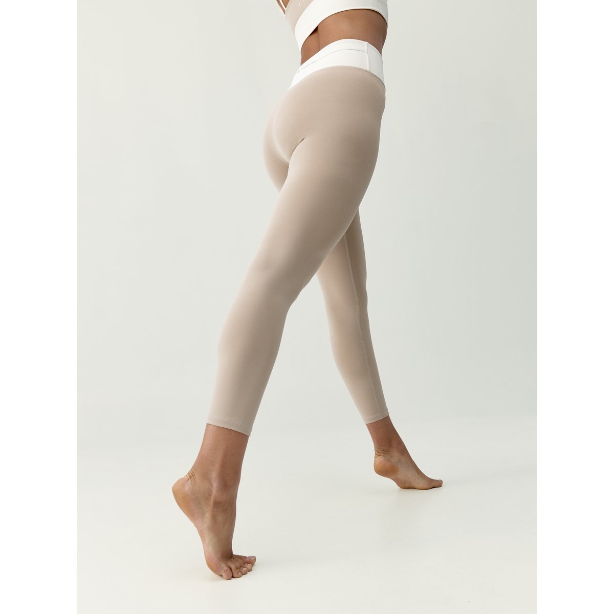 Legging de sport femme Sutra Taille haute séchage rapide beige crème, BORN